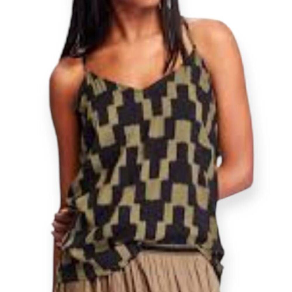 OLD NAVY ARMY GREEN & BLACK CAMI SZ.S EUC.
